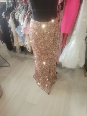 Sparkling Rose Gold Sequin Maxi Skirt